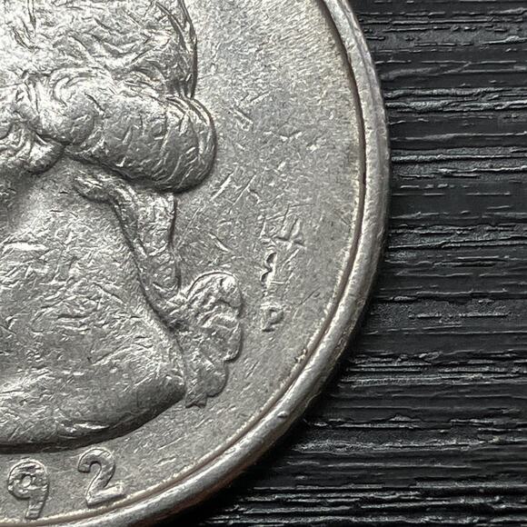 1992-P Washington Quarter 25 C Rare Wounded Eagle Strike on Reverse w/ Video - Picture 6 of 16